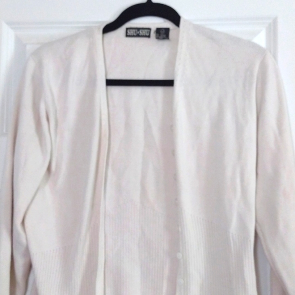 Shu shu white cardigan size large
